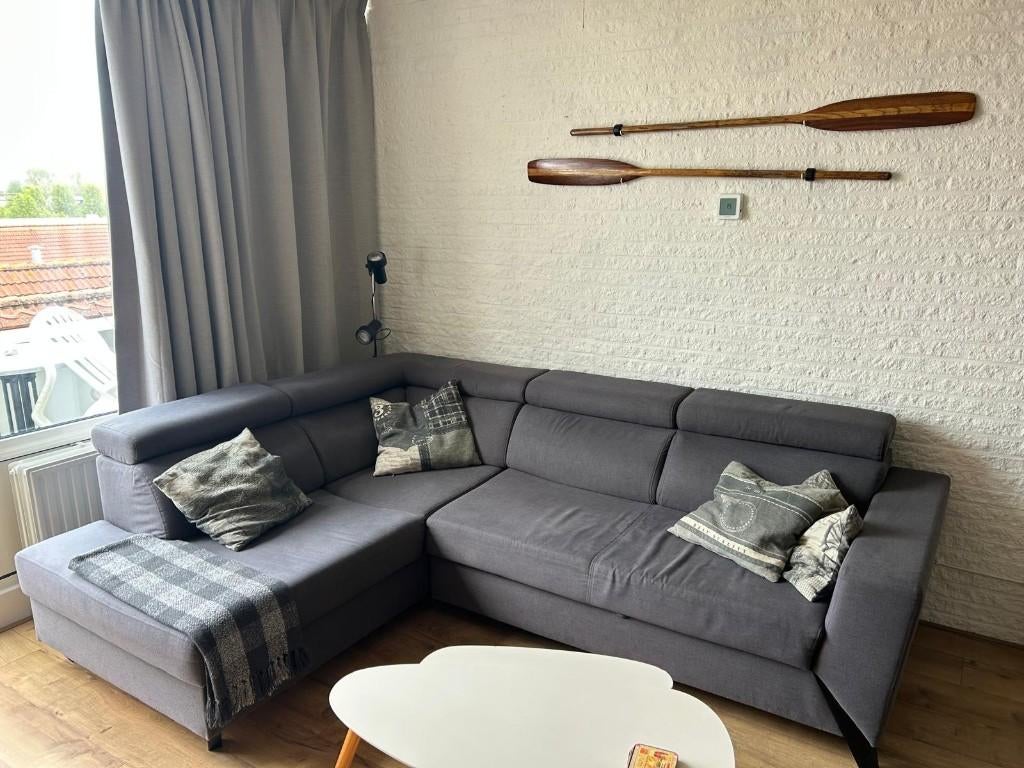 Te koop nette en zeer comfortabele slaapbank kleur grijs, Ophalen, Gebruikt, Tweepersoons, Overige maten