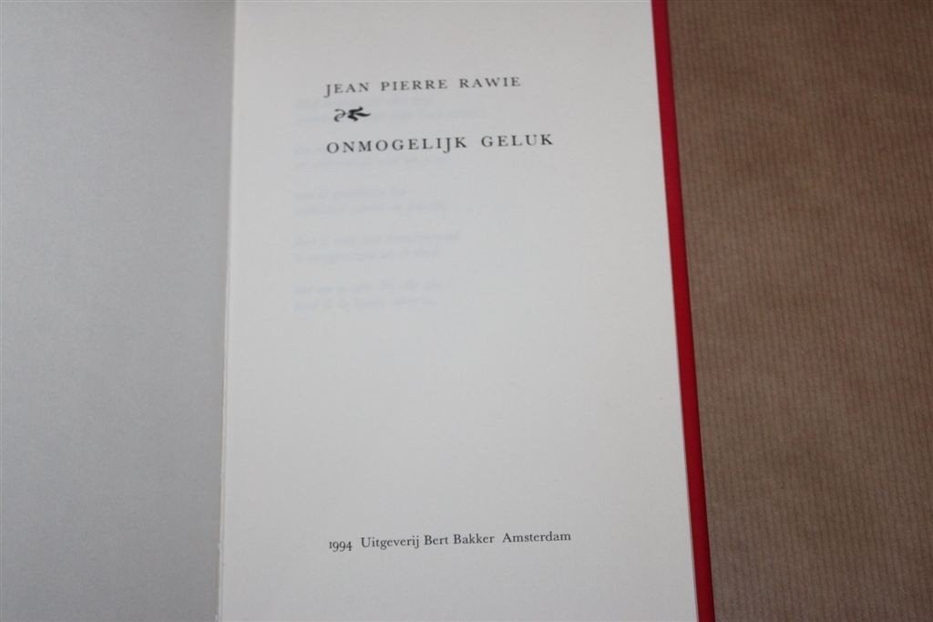 Onmogelijk geluk. Jean Pierre Rawie., Ophalen of Verzenden, Zo goed als nieuw