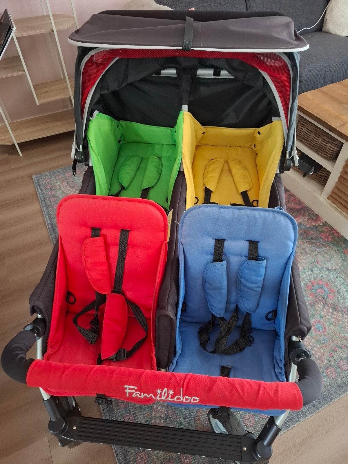 familidoo lidoo star 4 zits kinderwagen incl regenhoes, Ophalen, Gebruikt, Kinderwagen of Buggy