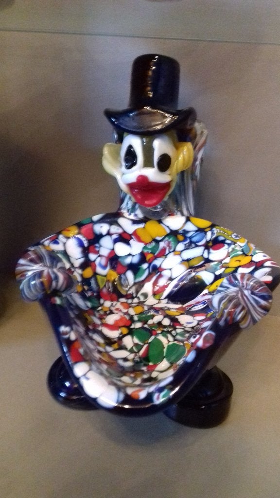 Murano Fratelli Toso Clown Schaaltje, Ophalen, Object, Meerkleurig, Glas