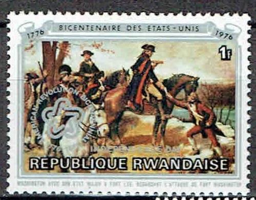 Rwanda 1976  200 jaar Amerika Paarden MIlitair, Verzenden, Postfris, Plaats of Gebouw