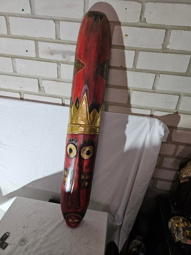 Decoratieve Afrikaanse Houten Masker - Handgesneden, Ophalen of Verzenden
