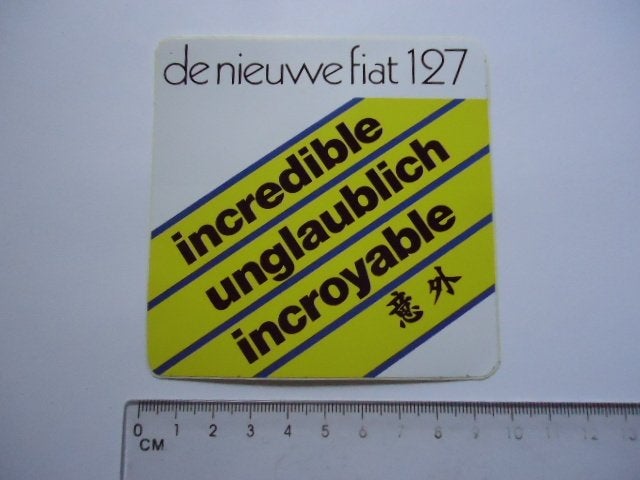 sticker oud FIAT 127 Auto oldtimer klassieker Italie italy, Verzenden, Zo goed als nieuw, Bedrijf of Vereniging