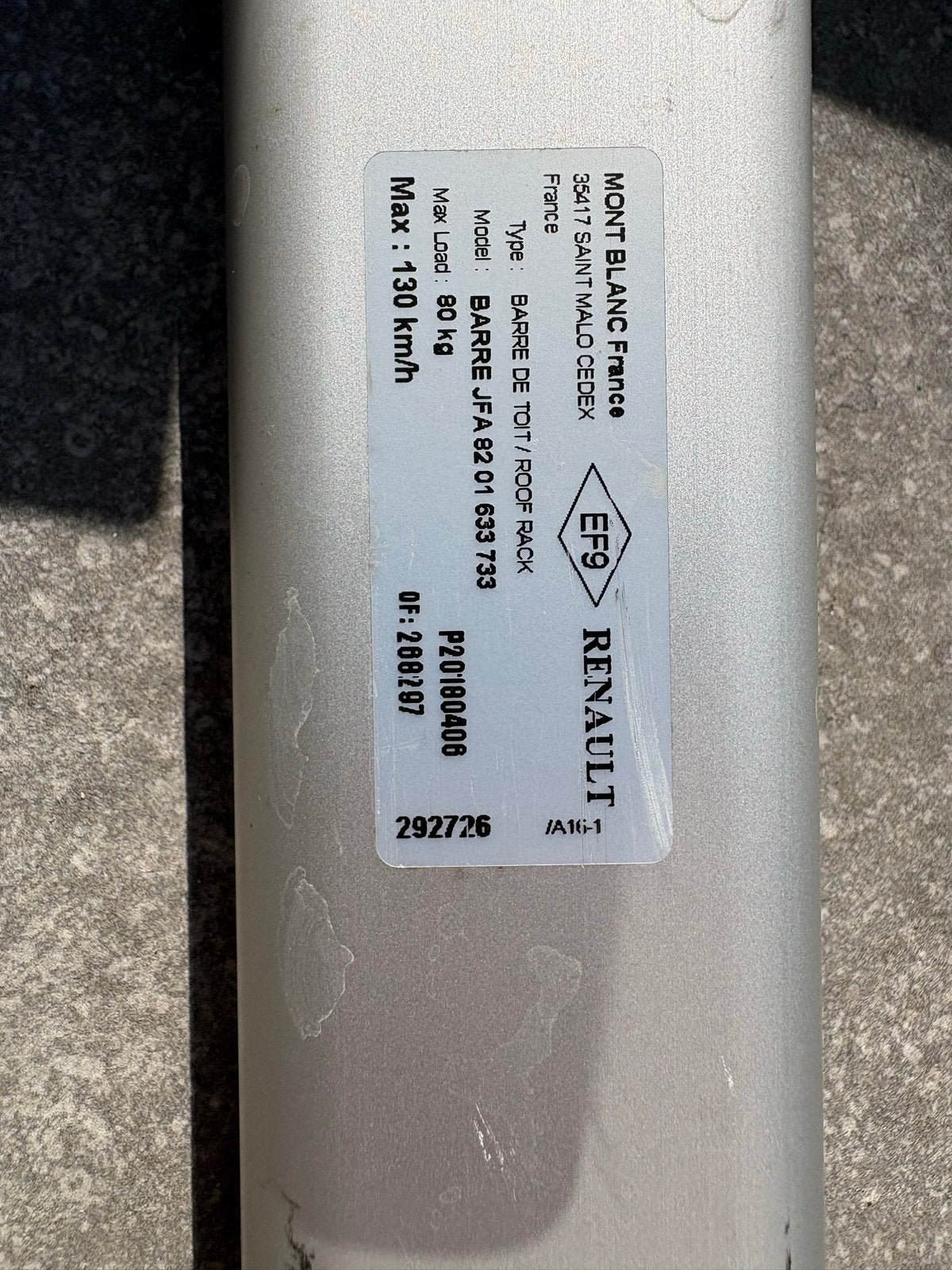 Mont Blanc Renault Dakdragers - 80 kg laadvermogen, Ophalen, Gebruikt