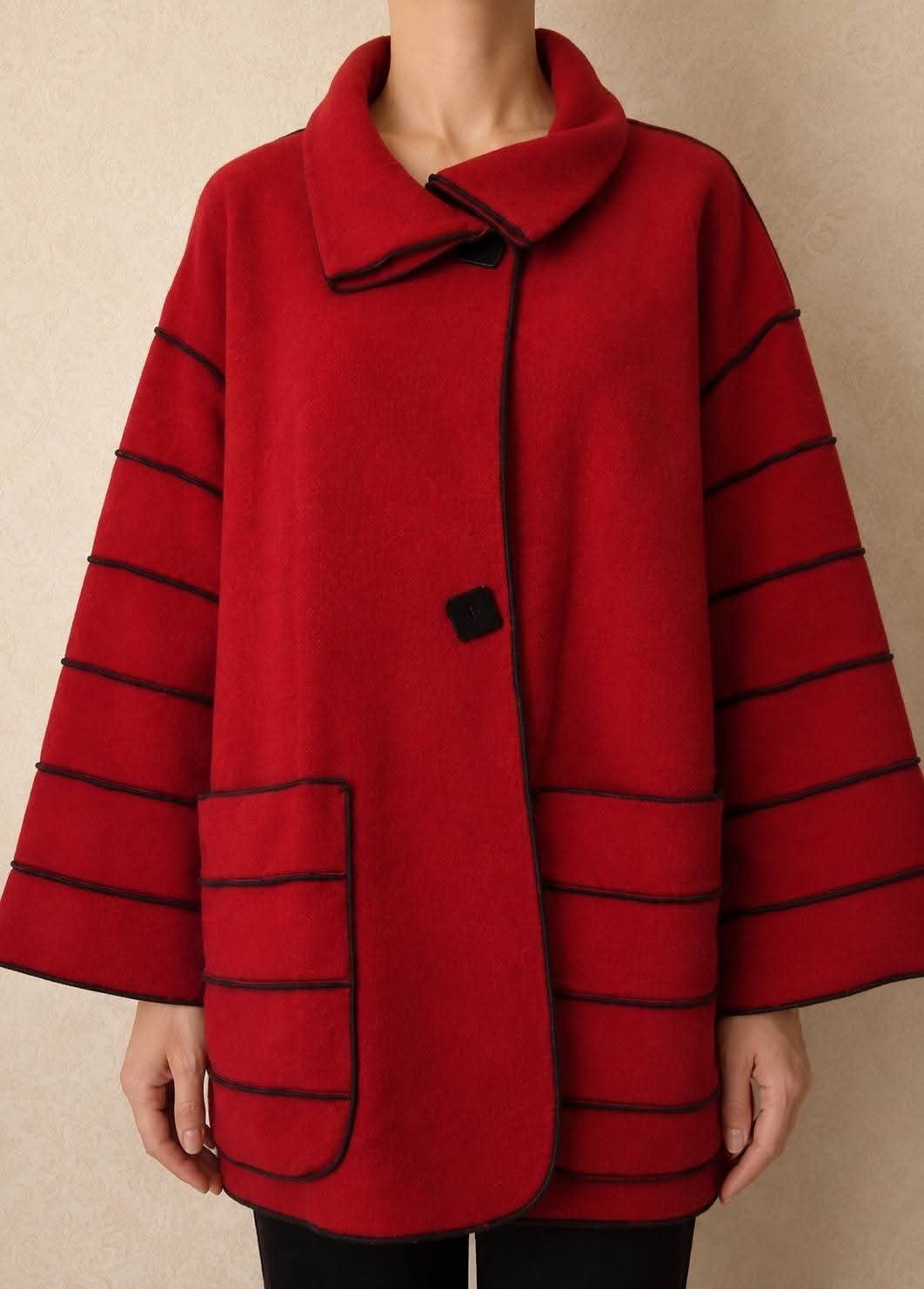 lili Lagenlook rode oversized fleece jas - maat L -, Verzenden, Zo goed als nieuw, Rood
