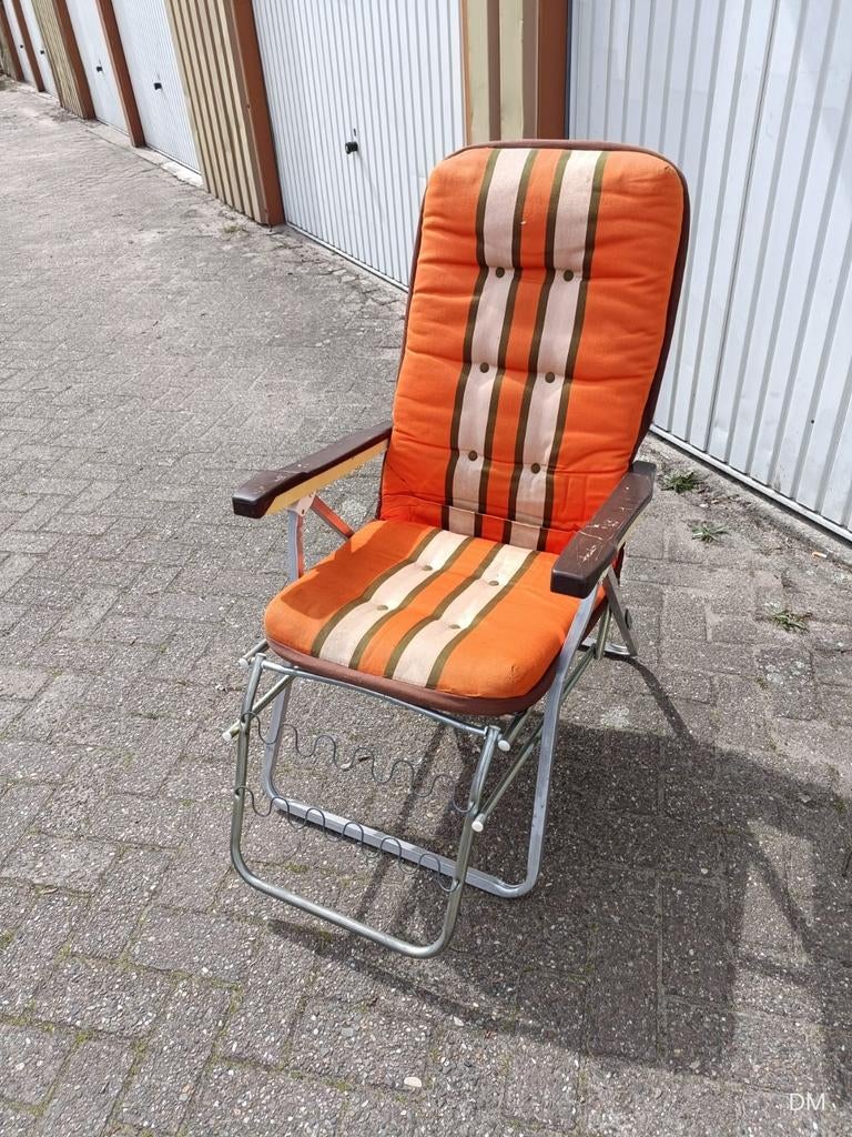 vintage retro ligstoel campingstoel, Caravans en Kamperen, Kampeermeubelen, Ophalen of Verzenden, Campingstoel