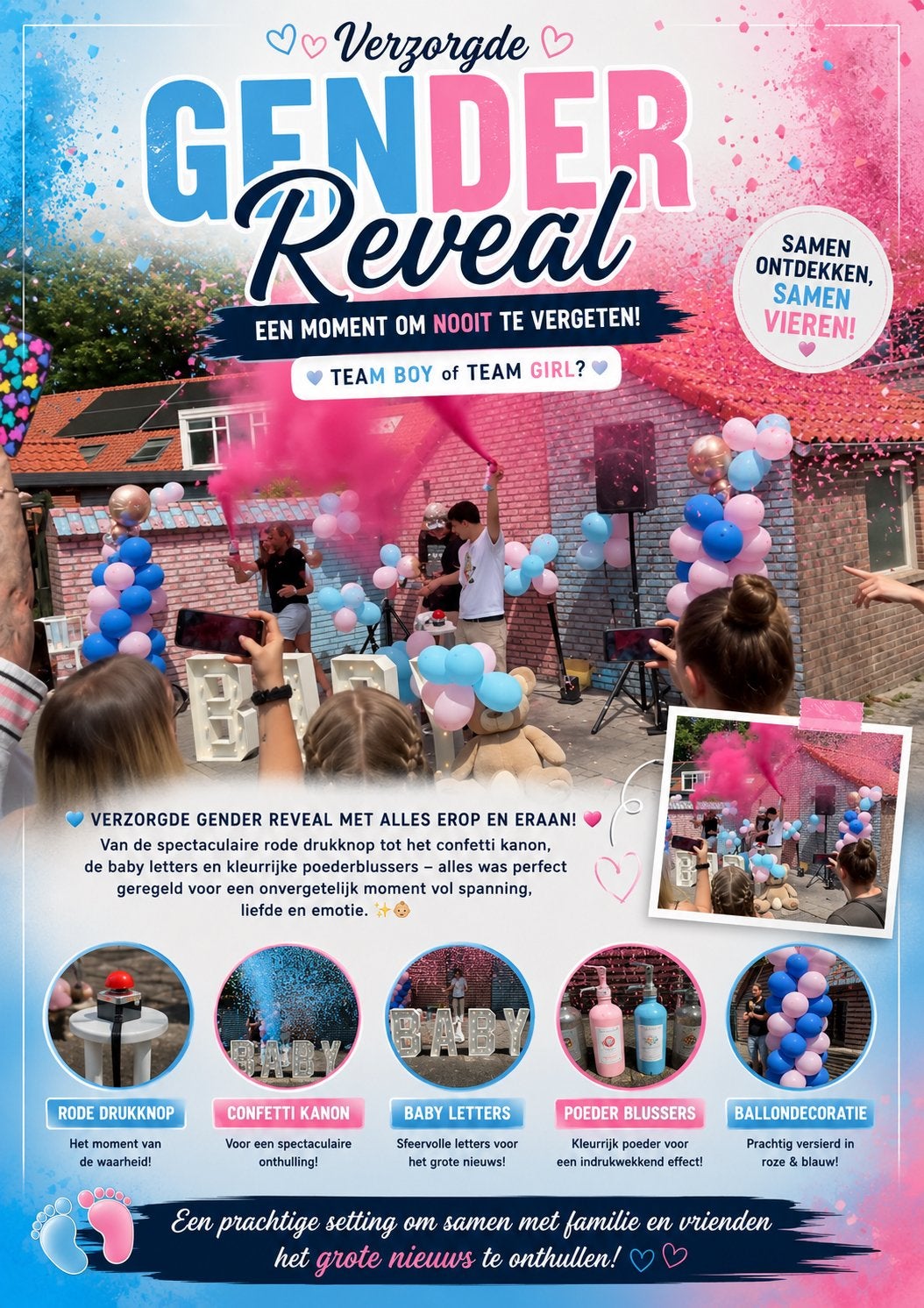 Gender reveal confetti shooters te huur, Ophalen of Verzenden, Zo goed als nieuw, Geboorte of Huwelijk