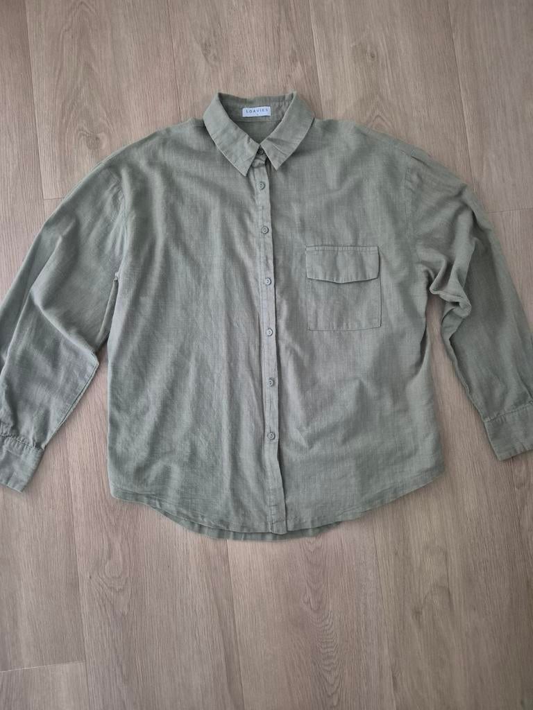 Loavies Linnen Look Groene Blouse Maat S, Kleding | Dames, Blouses en Tunieken, Ophalen of Verzenden, Maat 36 (S), Groen, Loavies