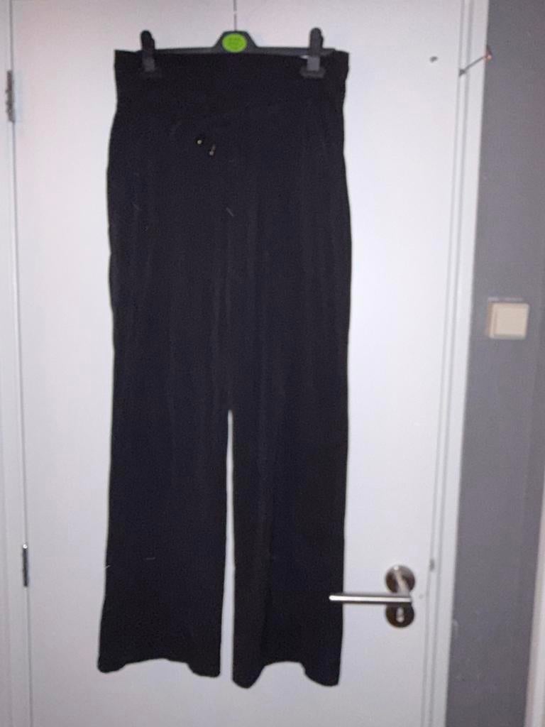 Mi Piace travelstof broek met wijde pijpen, maat S, Zwart, Ophalen of Verzenden, Zo goed als nieuw, Maat 36 (S)