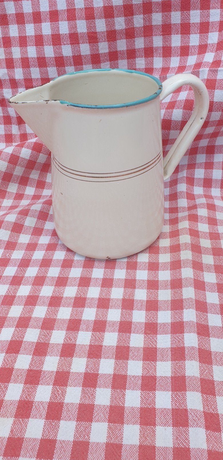 Melkkannetje met azuur blauw randje, Ophalen of Verzenden