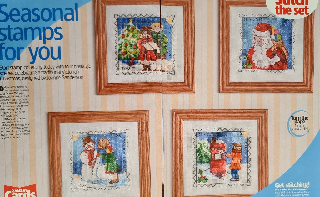 Seasonal Stamps 4 Kerst borduurpatronen, Ophalen, Nieuw, Handborduren, Patroon