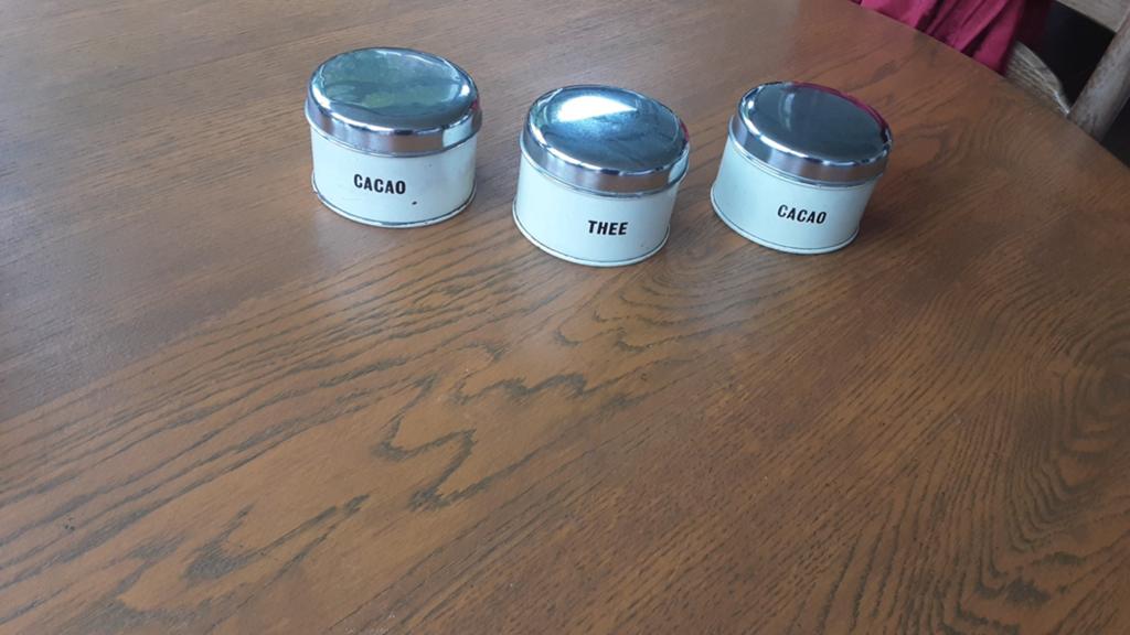 Vintage cacao- en theepotjes (set van 3), Antiek en Kunst, Ophalen of Verzenden