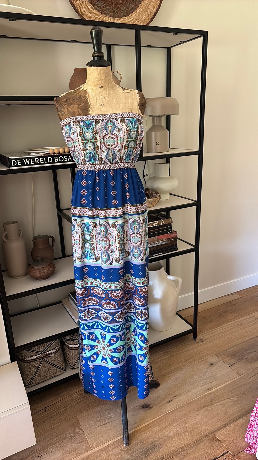 Hale Bob strapless jurk M nieuwstaat! Watertinten, Maat 38/40 (M), Zo goed als nieuw, Onder de knie, Meerkleurig