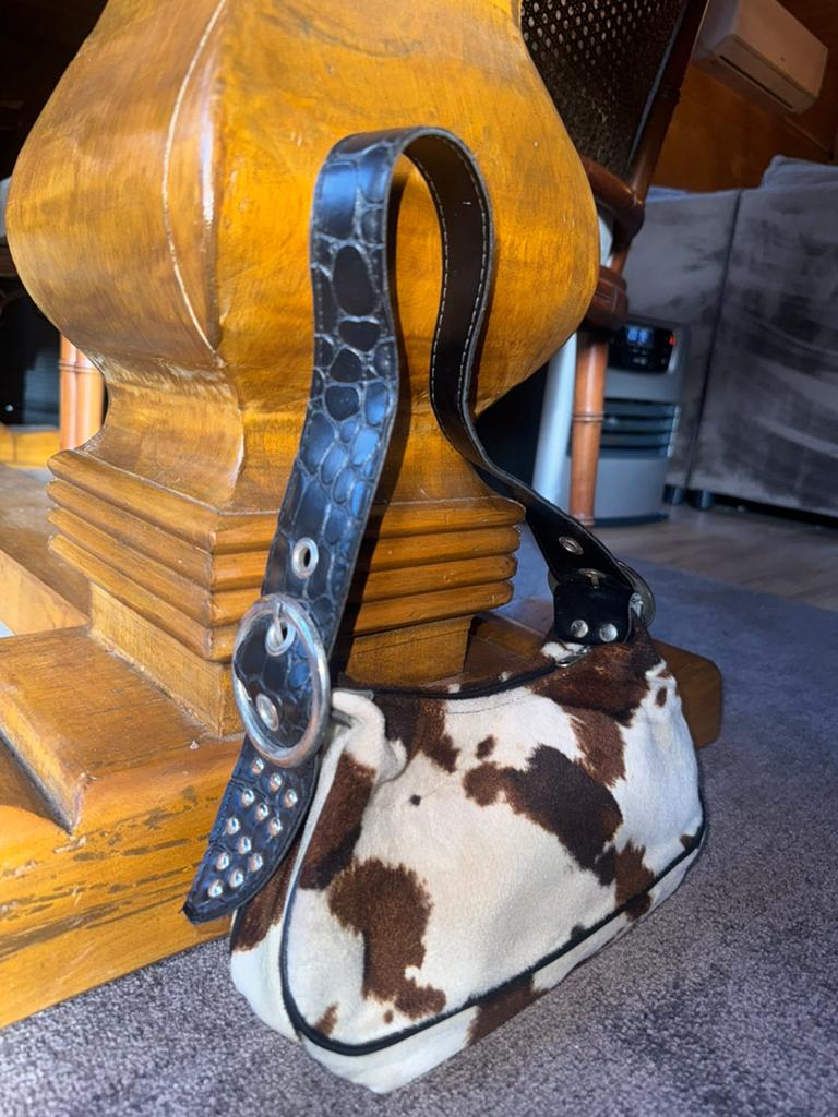 schoudertas koeienprint y2k retro western, Ophalen of Verzenden, Gebruikt, Bruin, Overige merken