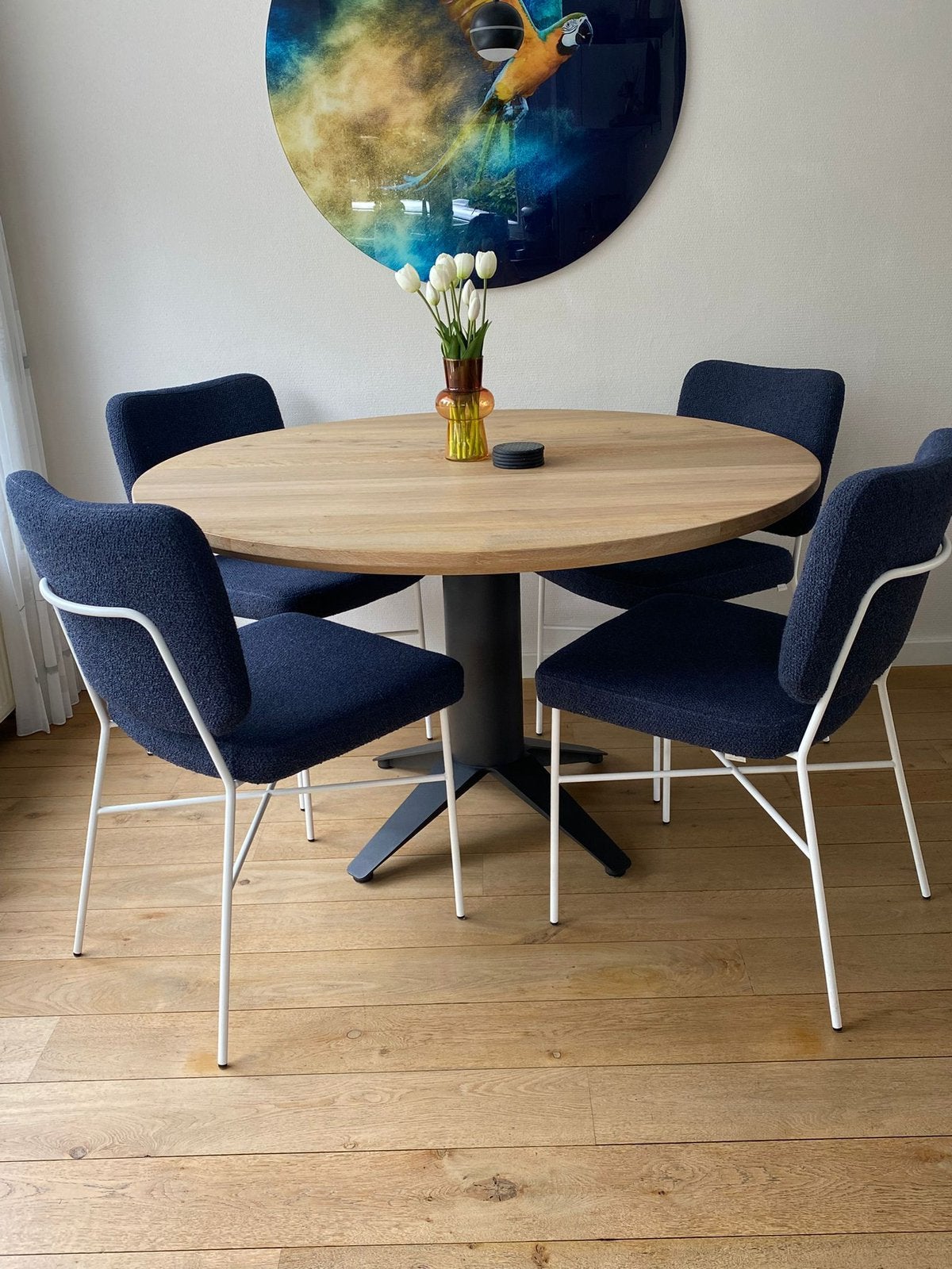 Bert plantagie Eetkamerstoelen 4 stuks, Ophalen, Wit, Zo goed als nieuw, Stof