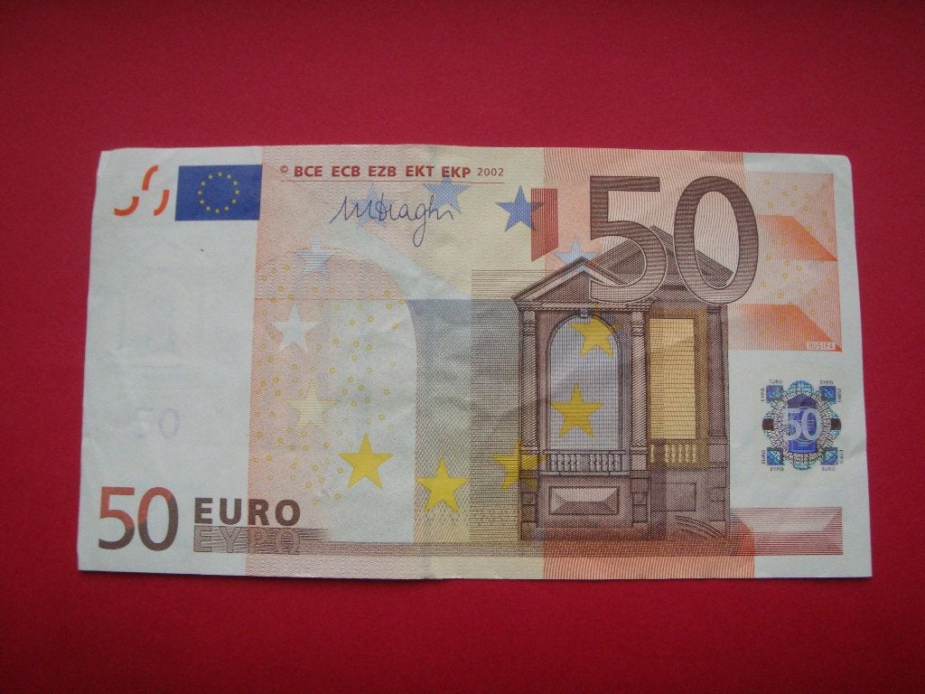 Kavel bankbiljet Malta 50 Euro., Postzegels en Munten, Verzenden, Malta, 50 euro, Los biljet