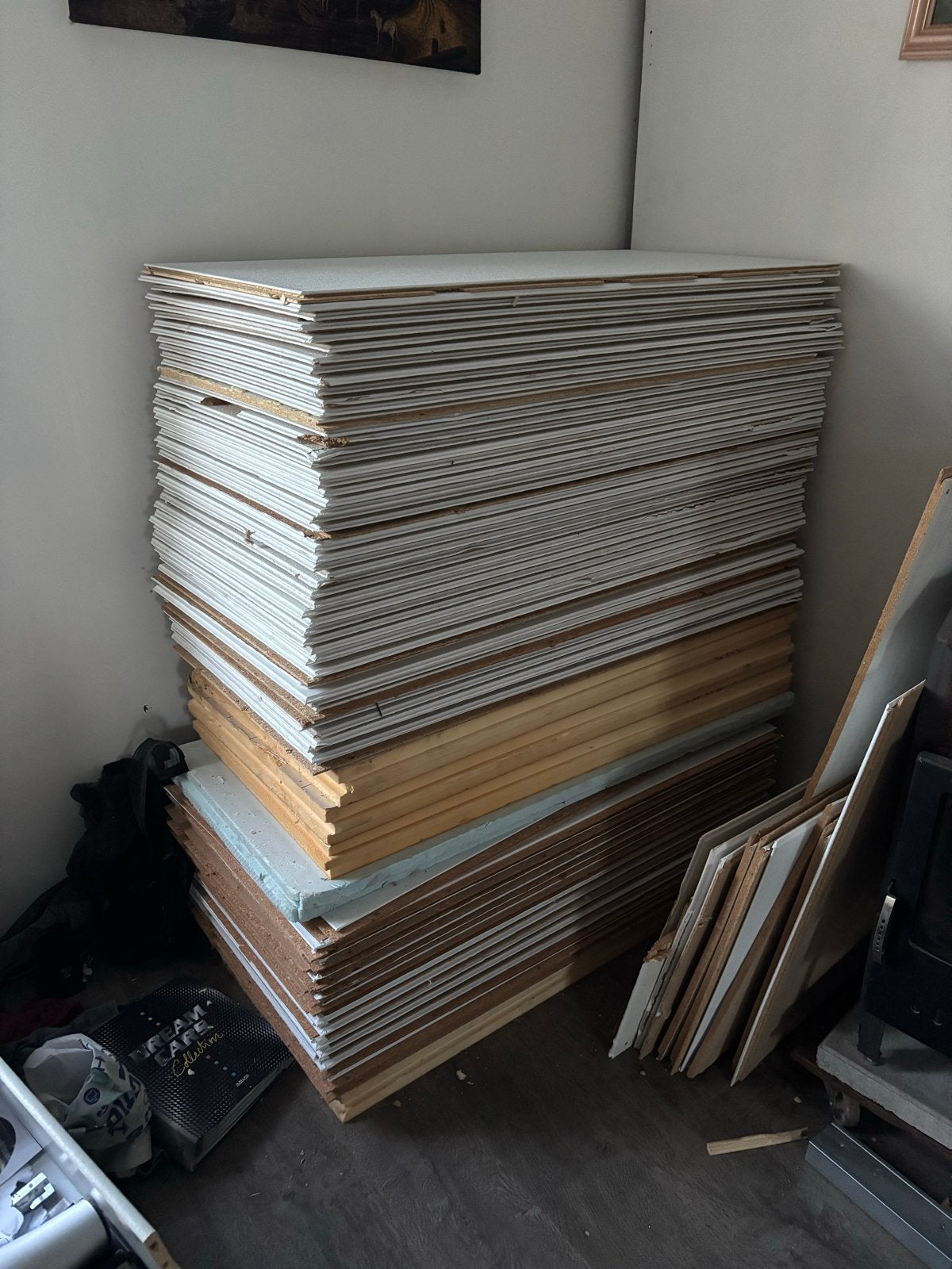 Grote partij gebruikte Agnes plafondplaten, Doe-het-zelf en Verbouw, Platen en Panelen, Ophalen, Zo goed als nieuw, Hout, Minder dan 20 mm