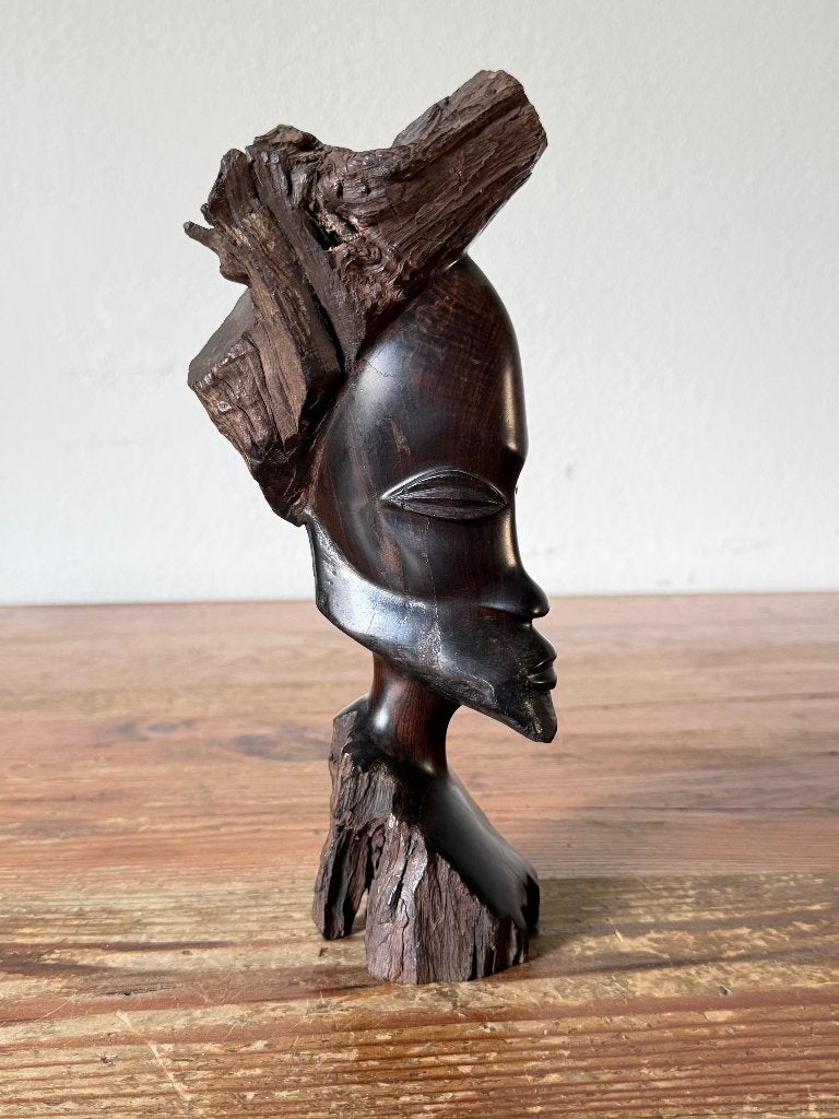 Buste /  sculptuur - handgesneden - Afrika - Ebbenhout, Buste, Ophalen of Verzenden, Handgemaakt, Hout