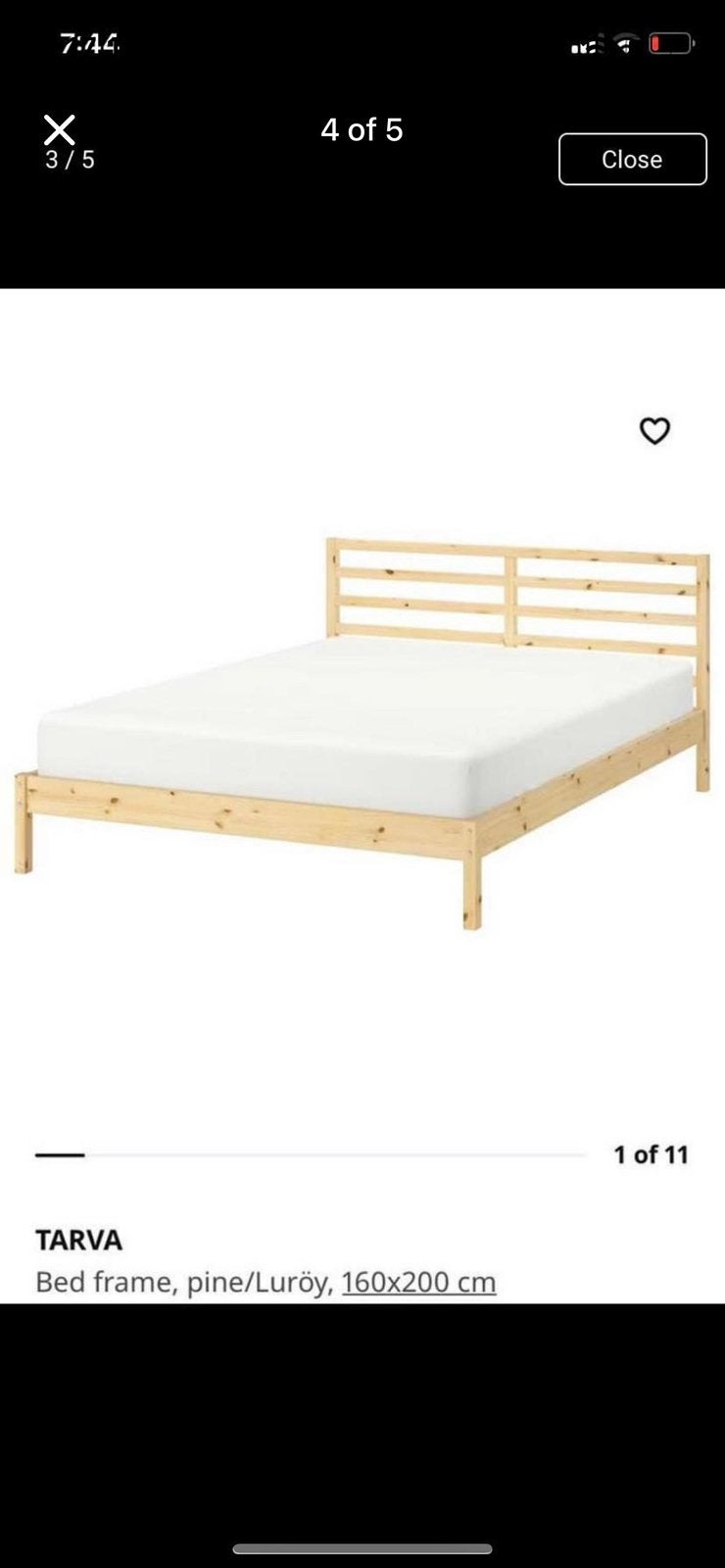 IKea Truva Bed, Ophalen, Wit, Tweepersoons, 140 cm