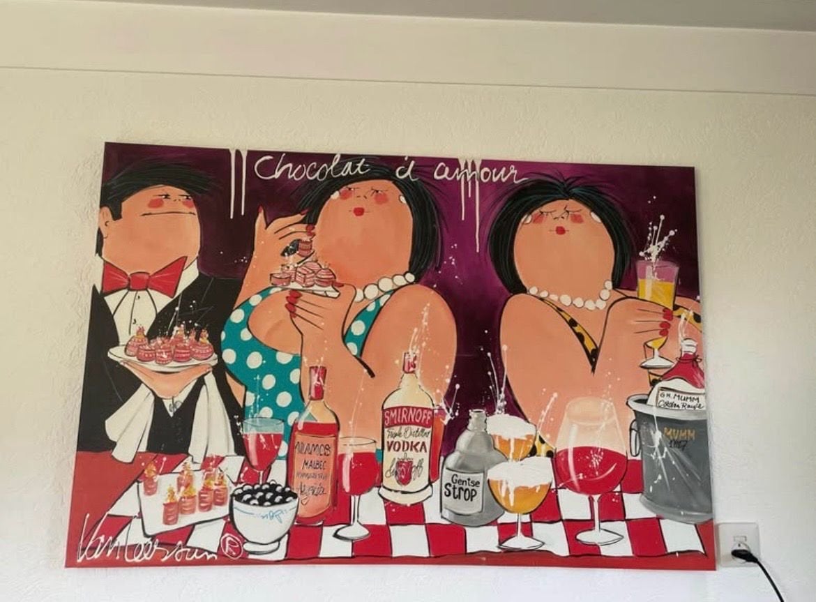 Schilderij dikke dames, Antiek en Kunst, Kunst | Schilderijen | Klassiek, Ophalen, Acrylverf, Doek, Portret of Personen