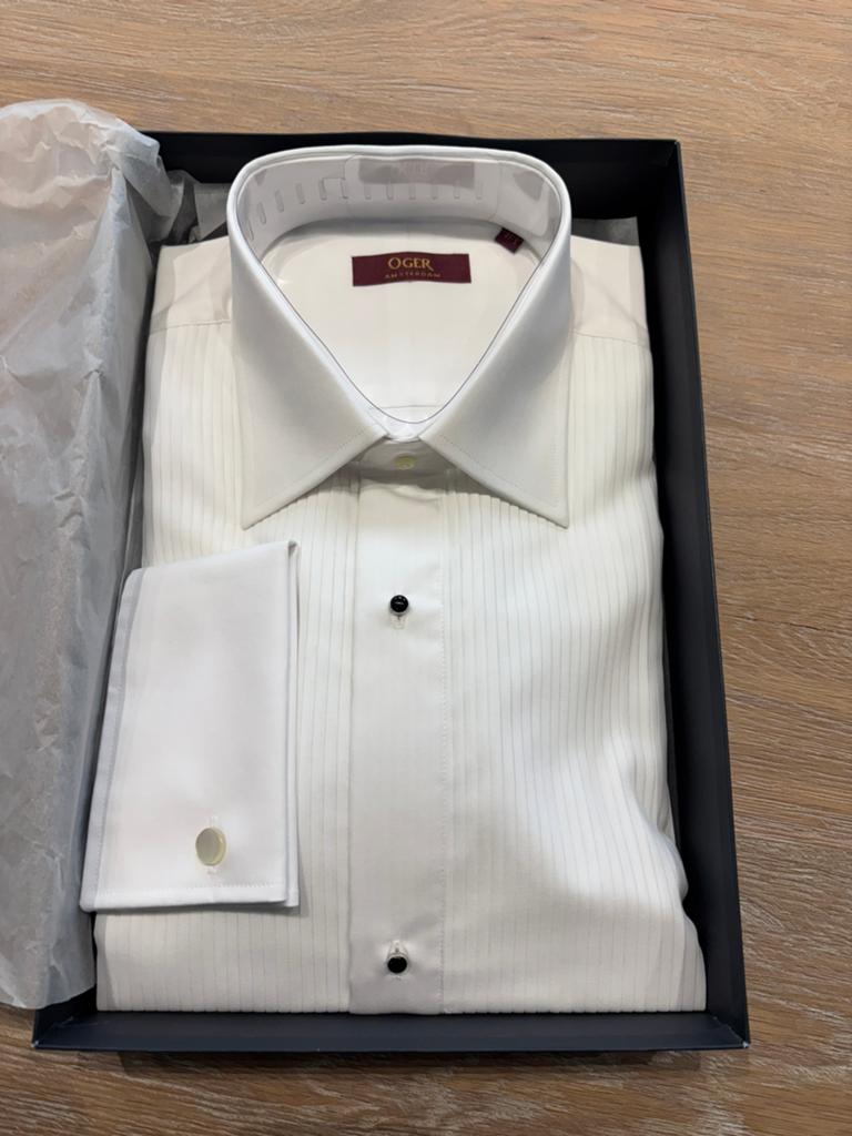 Oger Smoking Overhemd - Wit, Maat 41-5, Kleding | Heren, Overhemden, Ophalen of Verzenden, Nieuw, Wit, Halswijdte 41/42 (L)