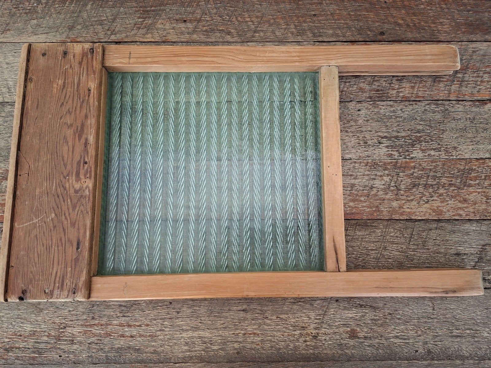 Antiek Houten Wasbord met Glas, Ophalen of Verzenden