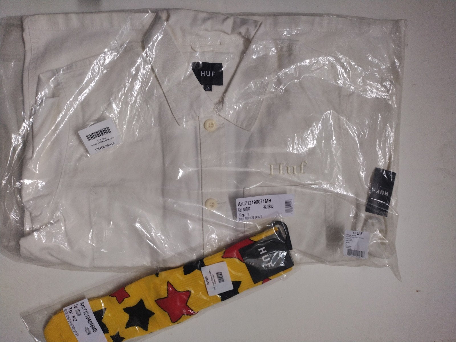 Huf Vaughn/Mark Bode Painter Jacket L + Cheech Wizard Sokken, Maat 52/54 (L), Wit, Nieuw, Ophalen of Verzenden