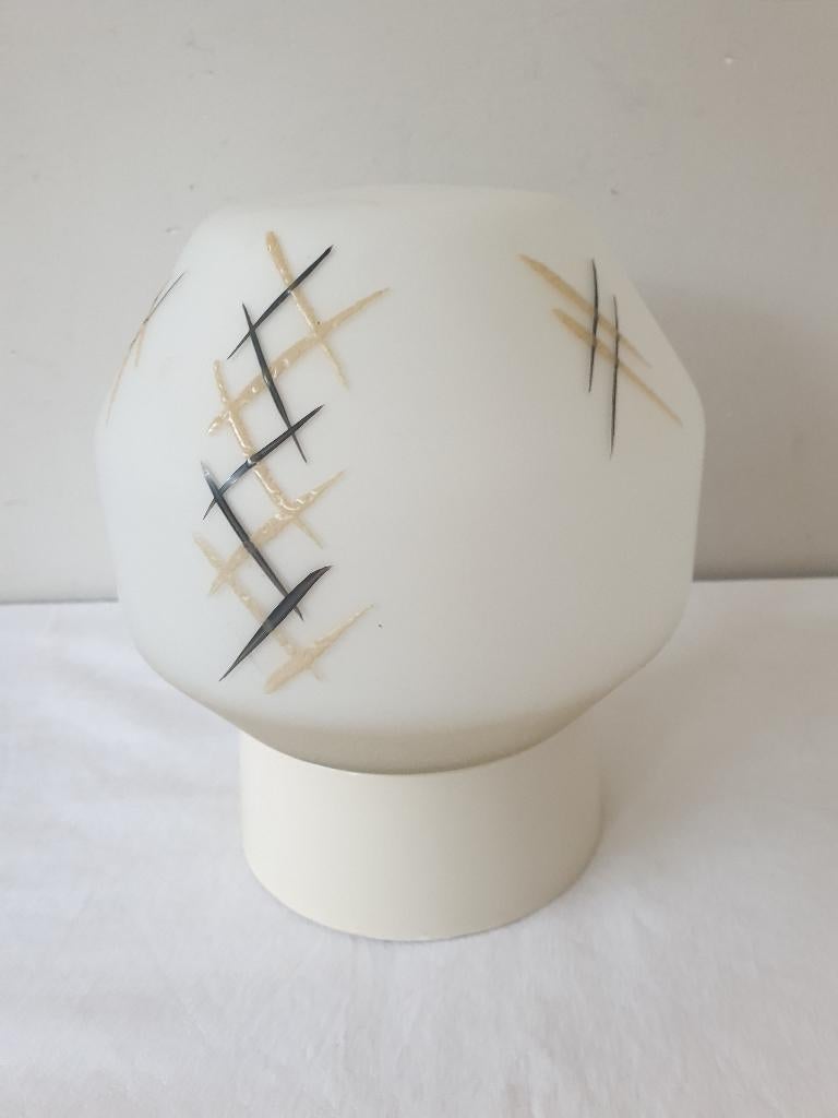 Vintage, jaren 60/70, melkglazen plafonniere, Ophalen of Verzenden, Zo goed als nieuw, Glas