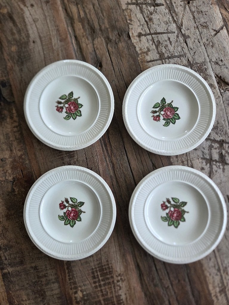 Wedgwood Moss Rose 4 gebaksbordjes 13 cm, Antiek en Kunst, Ophalen of Verzenden