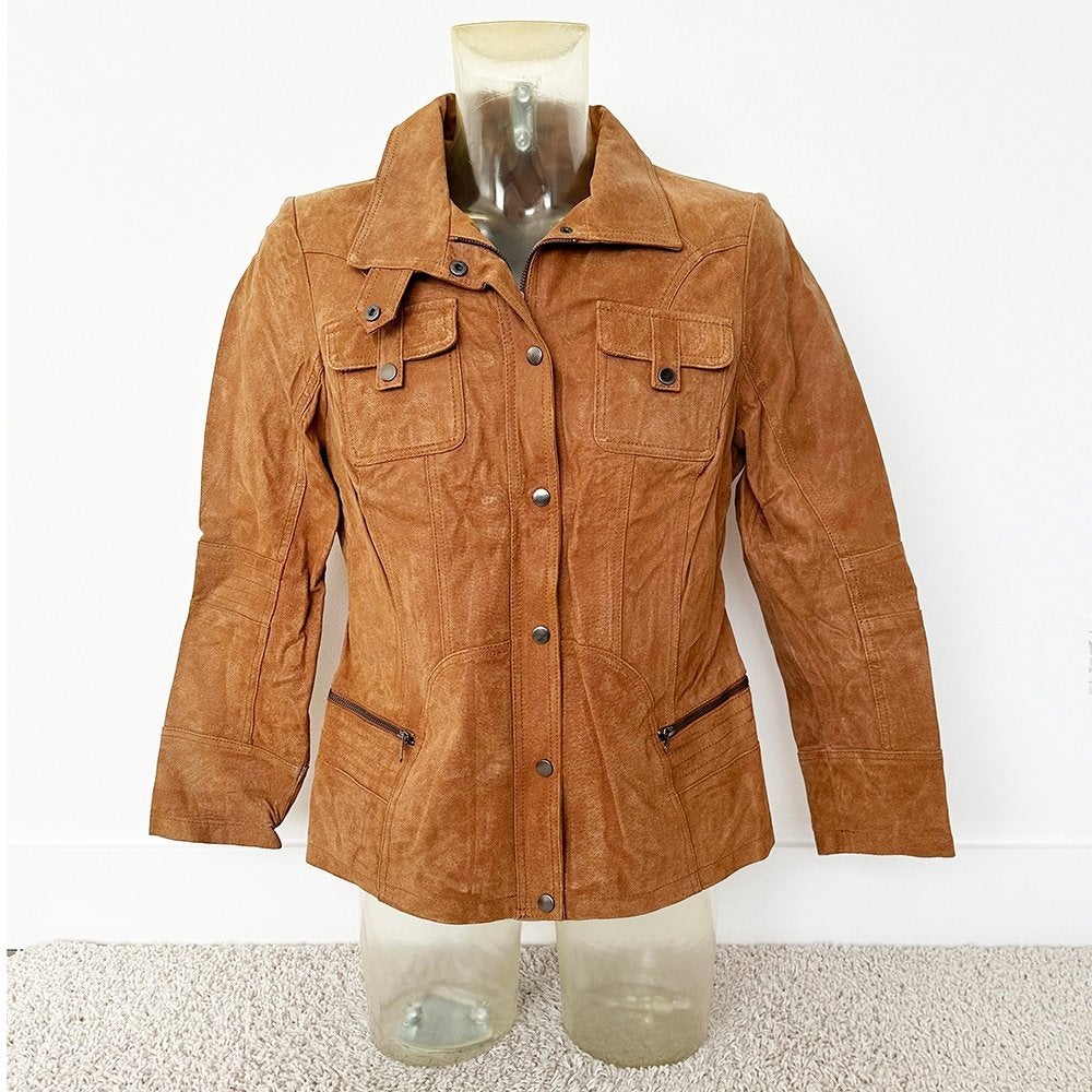 Mooie Leren Yessica Jas (Maat 46) € 70,-, Bruin, Ophalen of Verzenden, Maat 46 (S) of kleiner, Yessica