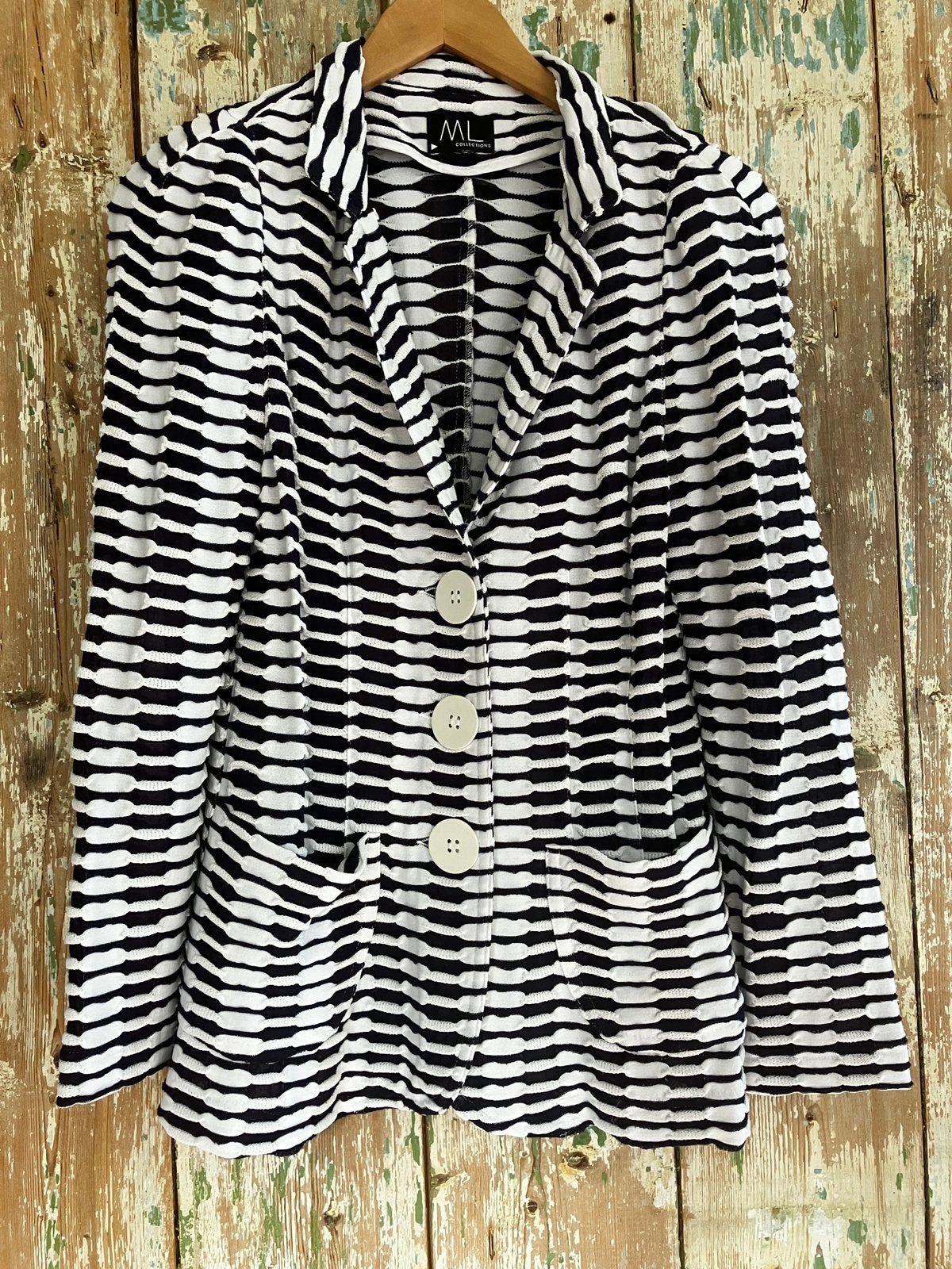 Nw donkerblauw/wit jasje van ML Collections, mt M, Blauw, Nieuw, Jasje, ML Collections