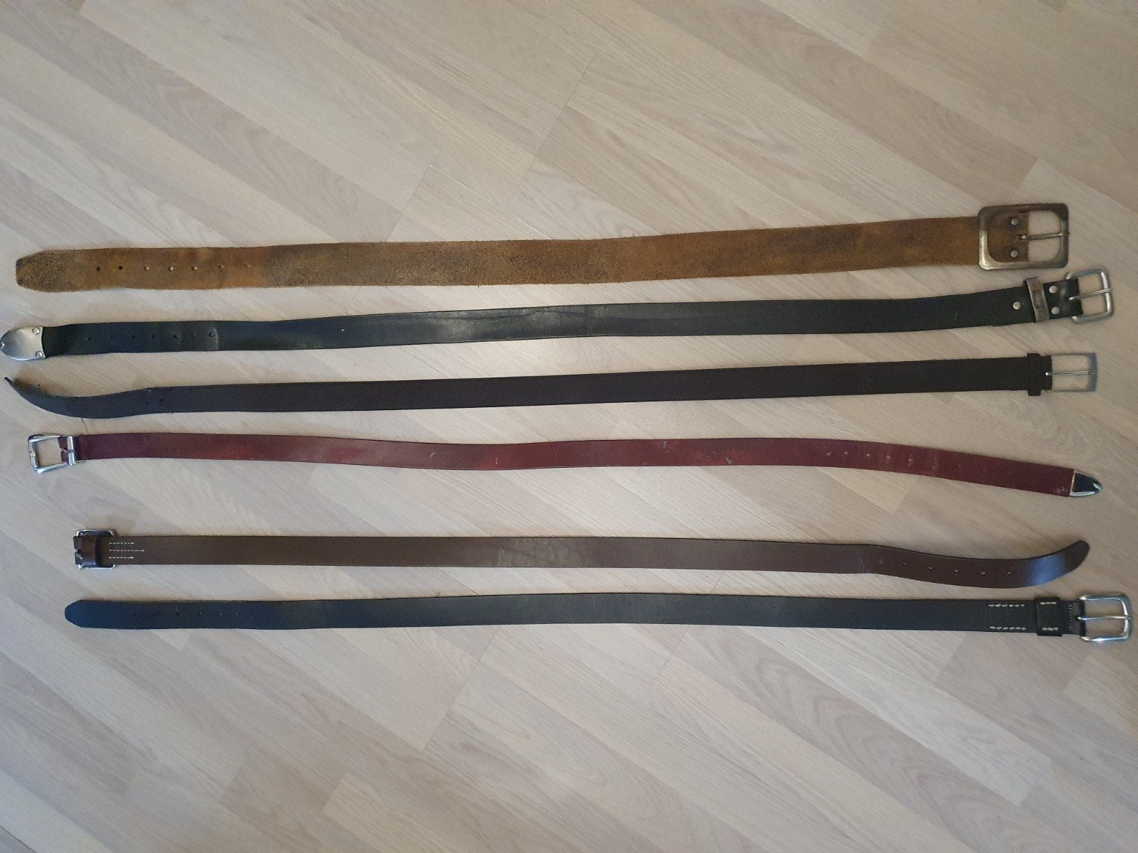 6 verschillende riemen, Kleding | Heren, Riemen en Ceinturen, Ophalen, Overige kleuren, 115 cm of meer