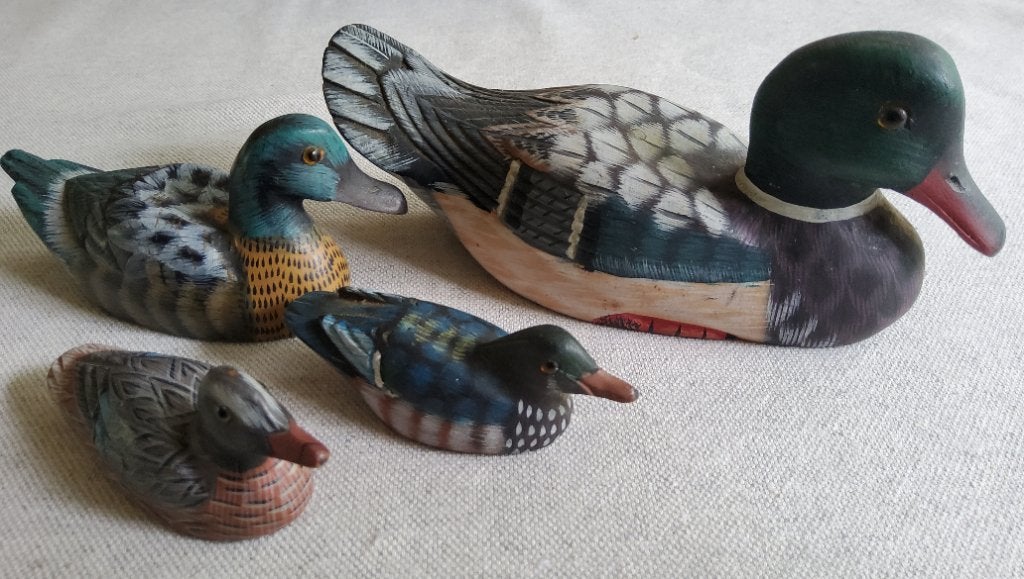 Houten eendjes handbeschilderd  jaren 80, Huis en Inrichting, Woonaccessoires | Overige, Ophalen of Verzenden, Hout