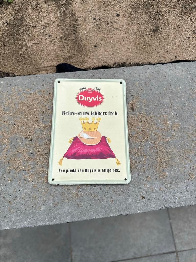 Klein Vintage Duyvis Pinda Reclamebord, Verzamelen, Ophalen of Verzenden, Huis en Inrichting