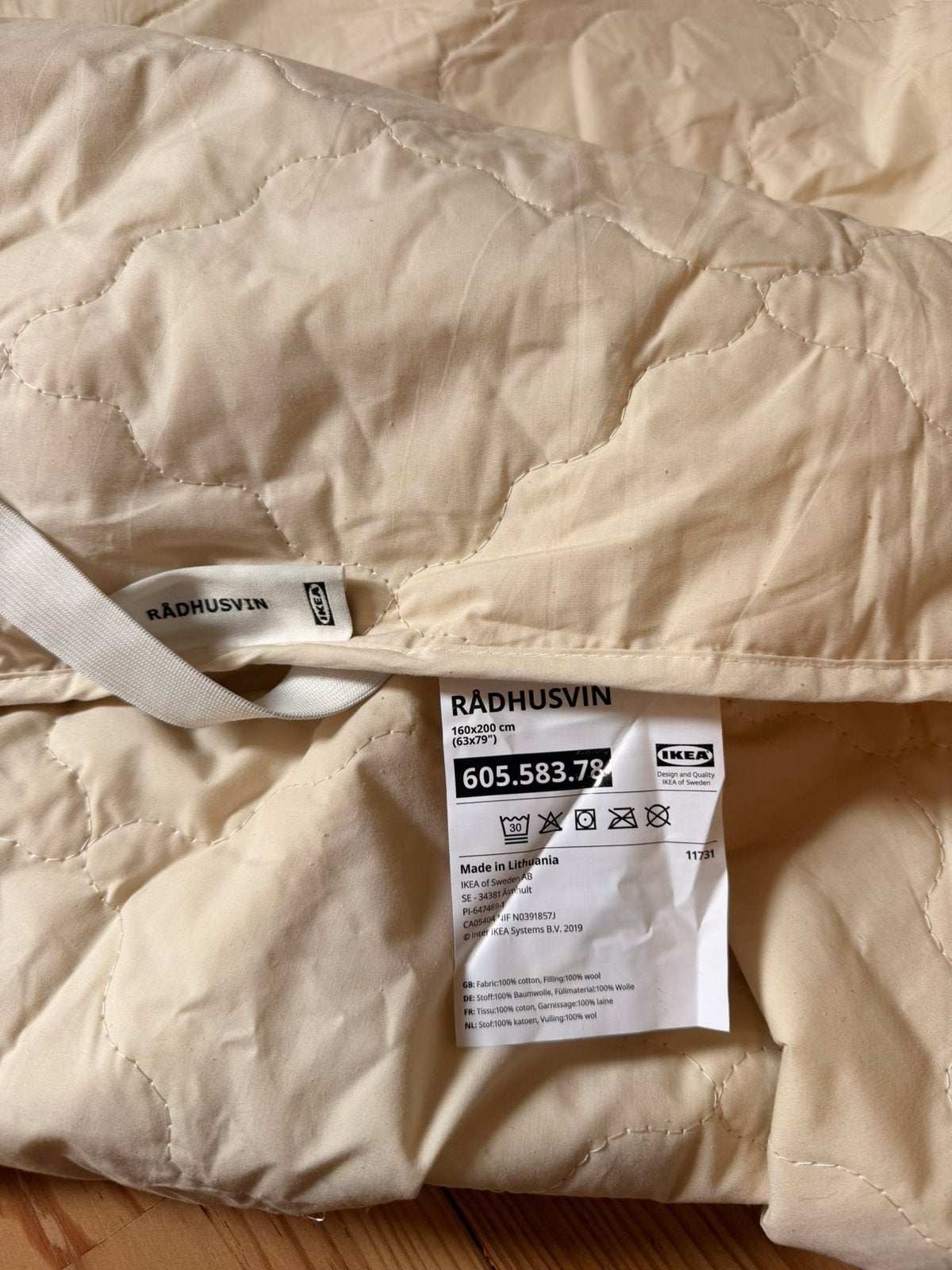 Ikea Radhusvin 100% wol natuurlijke materialen, Wit, Tweepersoons, Ophalen of Verzenden, Deken of Dekbed