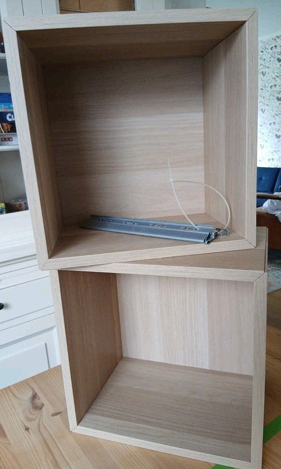 IKEA Eket kastjes, eikenhout, 2 stuks met ophangsysteem!, Ophalen, Eikenhout, Zo goed als nieuw, Minder dan 100 cm