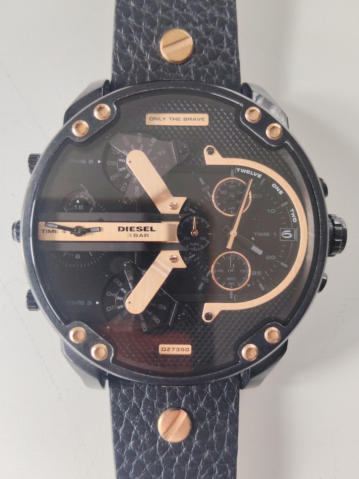 Diesel Horloge DZ7350 - Herenhorloge met Zwarte Leren Band, Sieraden, Tassen en Uiterlijk, Horloges | Heren, Overige merken, Staal