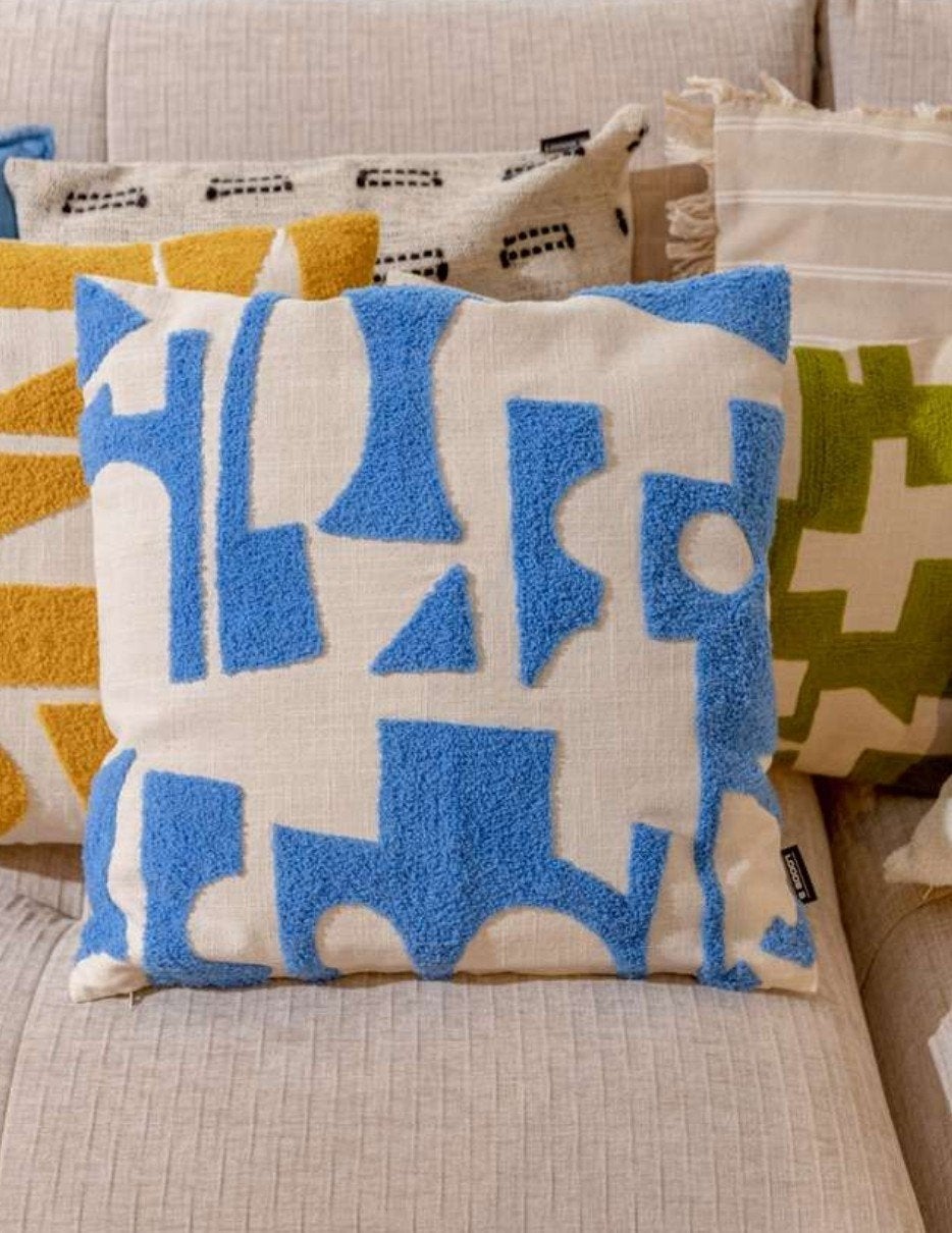 Kussen Loods5 Eva Cobalt blauw met offwhite/linnen nieuw!, Ophalen, Nieuw, Vierkant