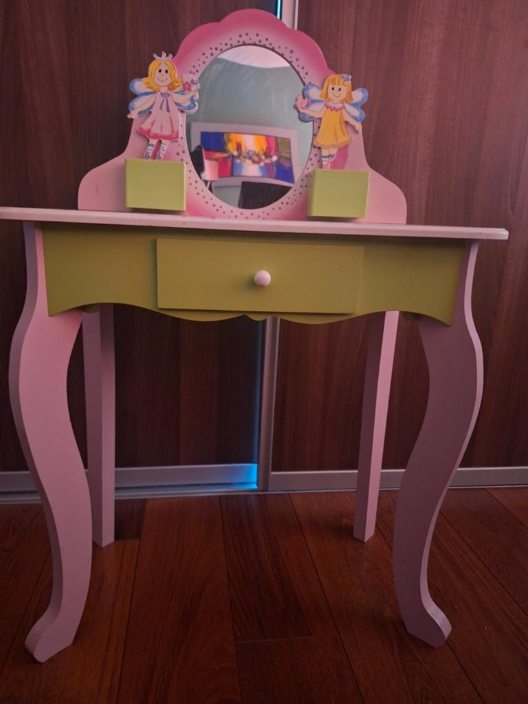 Kinder kaptafel met spiegel en krukje, Ophalen of Verzenden, Gebruikt, Tafel(s) en Stoel(en)