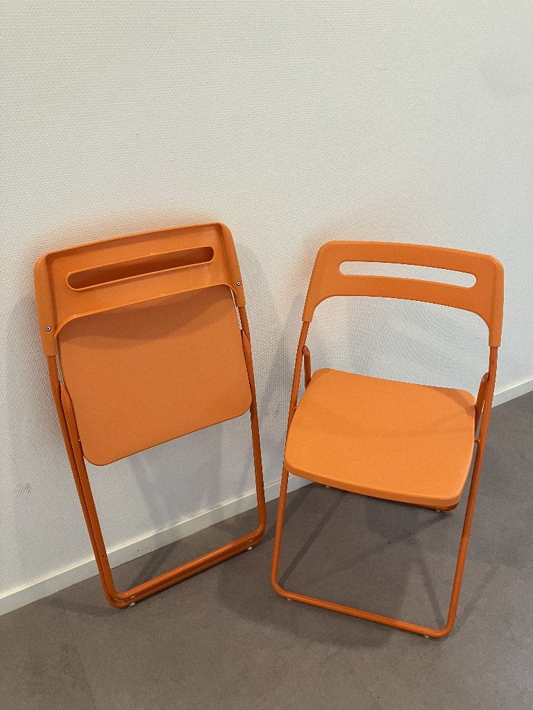 IKEA Nisse orange folding chairs (x2), Ophalen, Wit, Twee