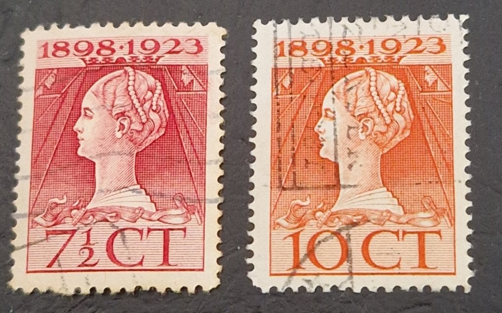Nederland 1923 - nvph 123-124 - Regeringsjubileum, Ophalen of Verzenden, T/m 1940, Gestempeld