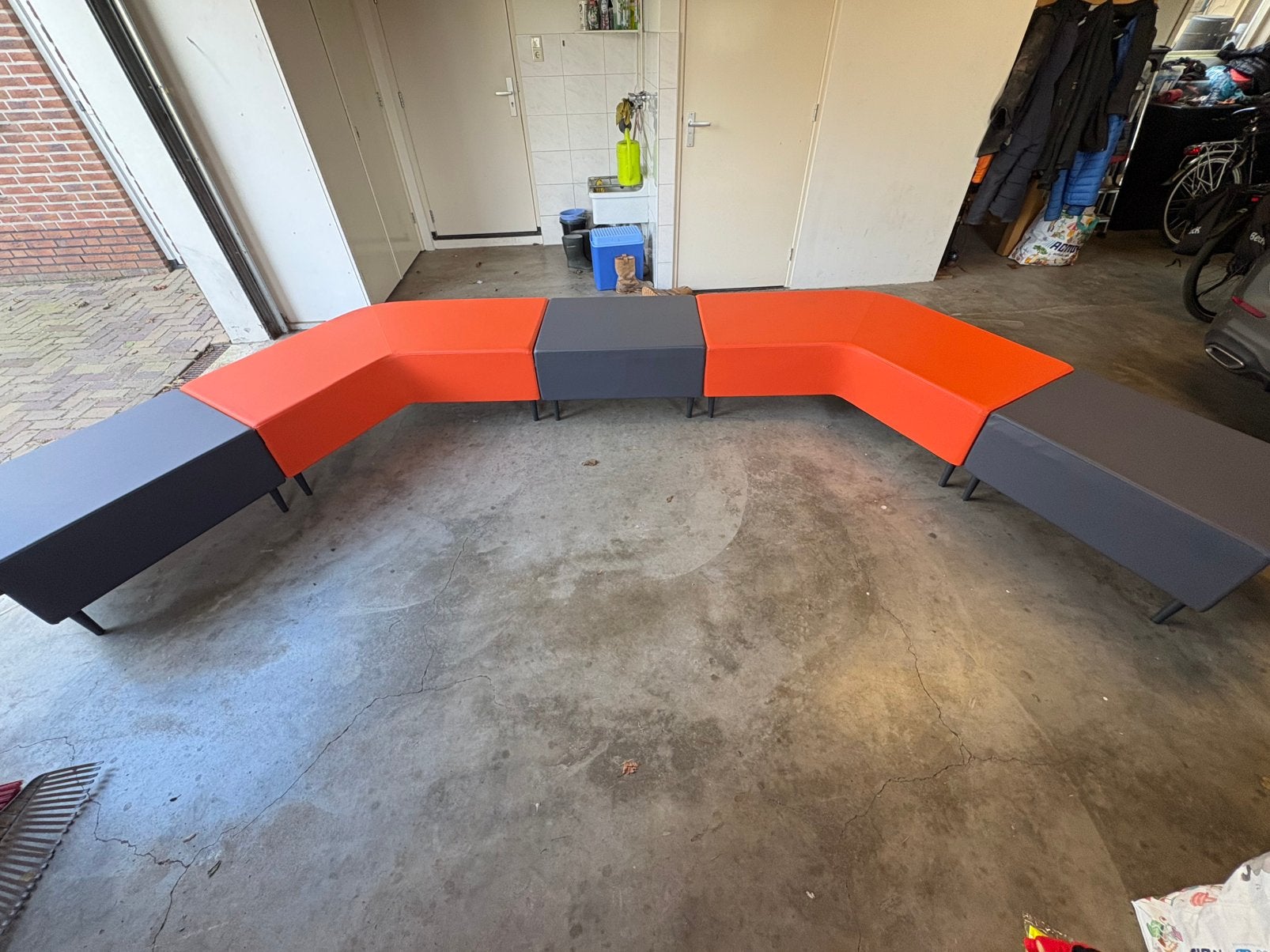 Flekssit Modulaire Lounge Bank – 463 cm – Oranje-grijs – XXL, Ophalen