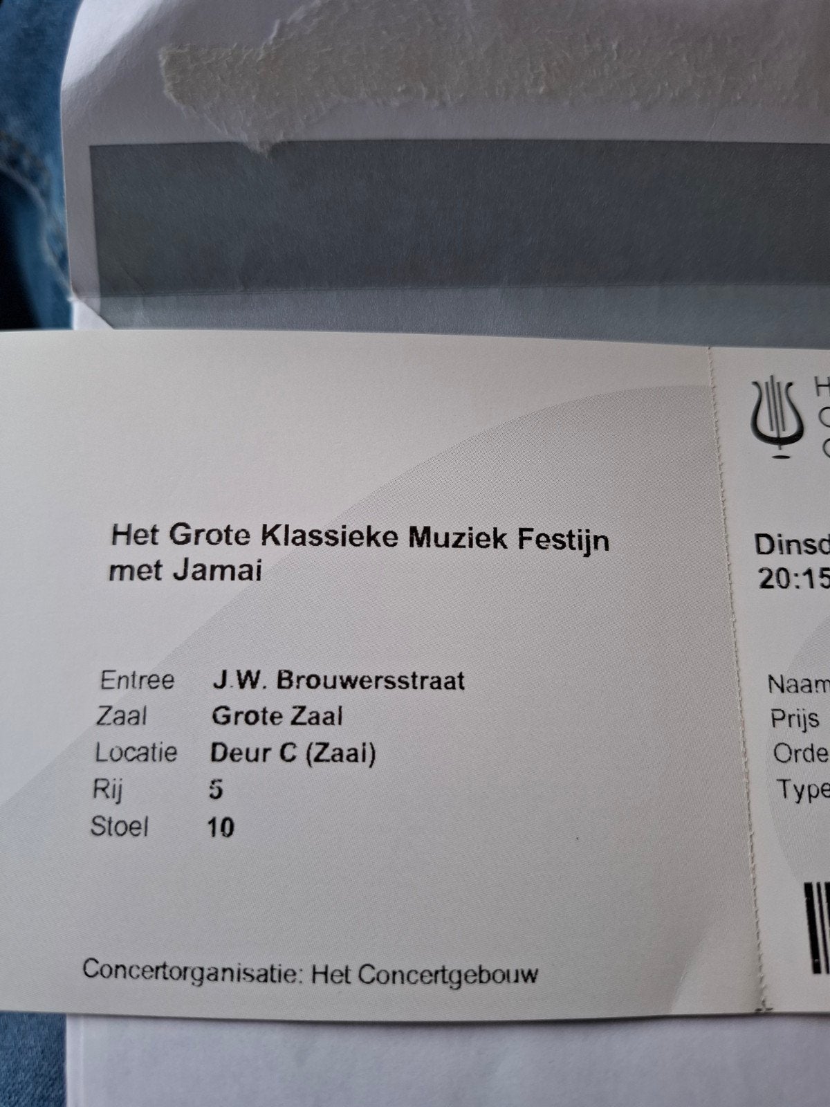 2 Tickets. Het Grote Klassieke Muziekfestijn met Jamai, Ophalen, Overige typen