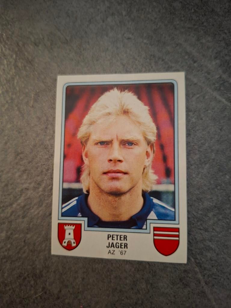 Panini sticker Voetbal 86. Speler Peter Jager AZ '67., Verzenden, Zo goed als nieuw, Sticker
