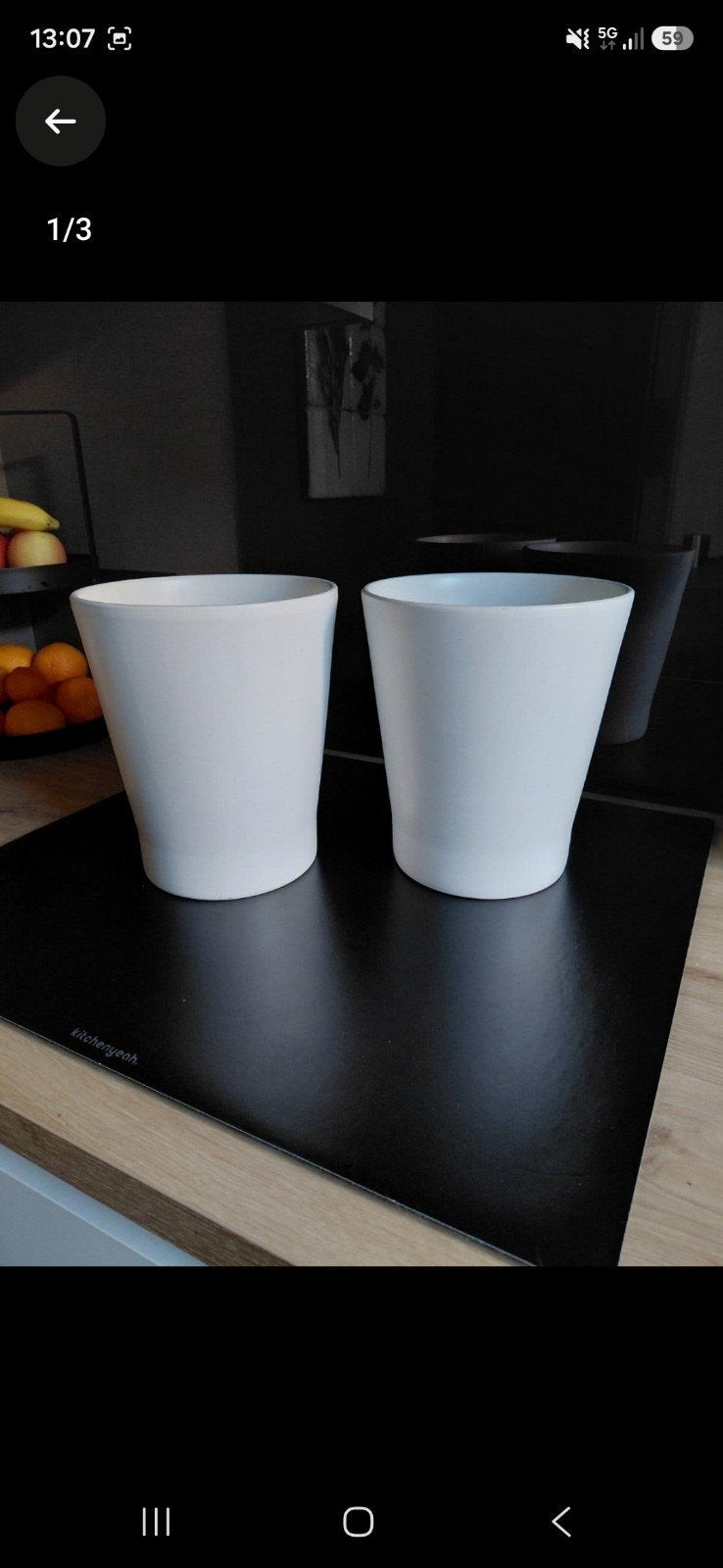 IKEA Papaja plantenpotten - wit (2 stuks)2 witte bloempotten, Ophalen, Gebruikt, Rond, Balkon