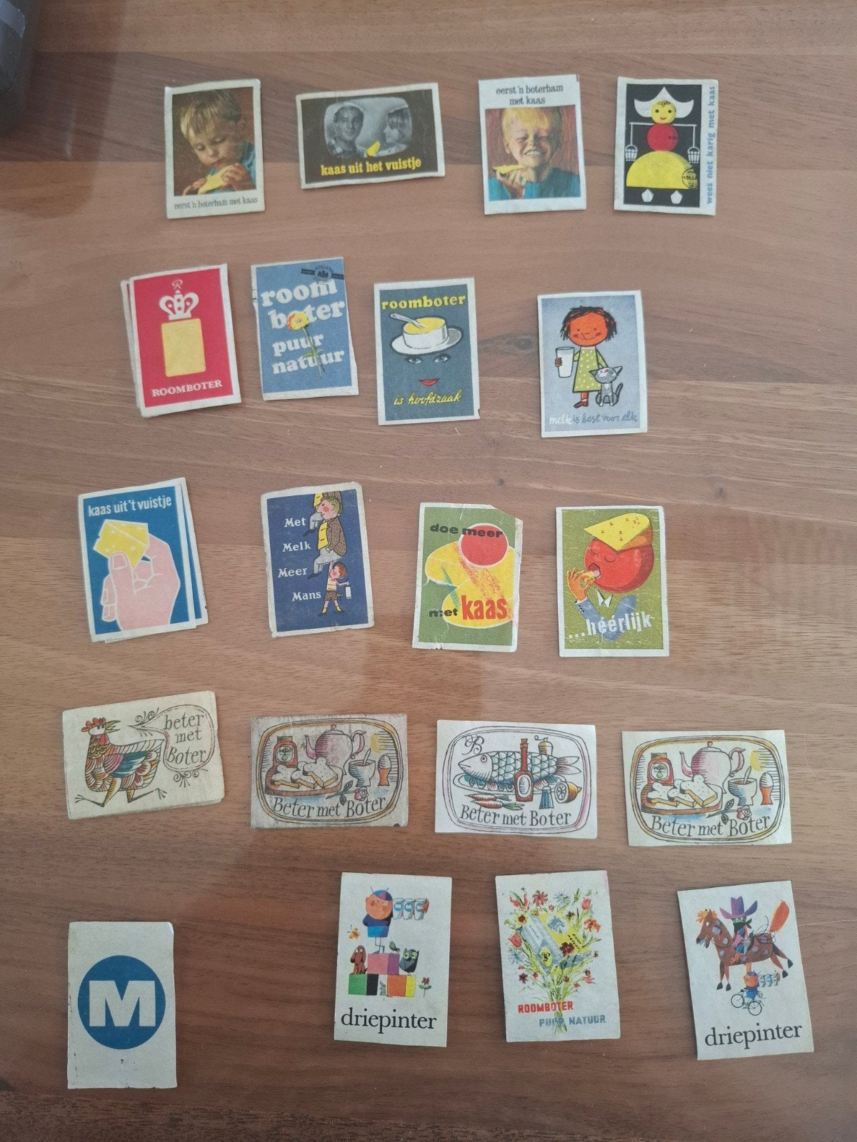 20 Vintage Luciferplaatjes – Thema: Retro Zuivel Reclame, Ophalen of Verzenden