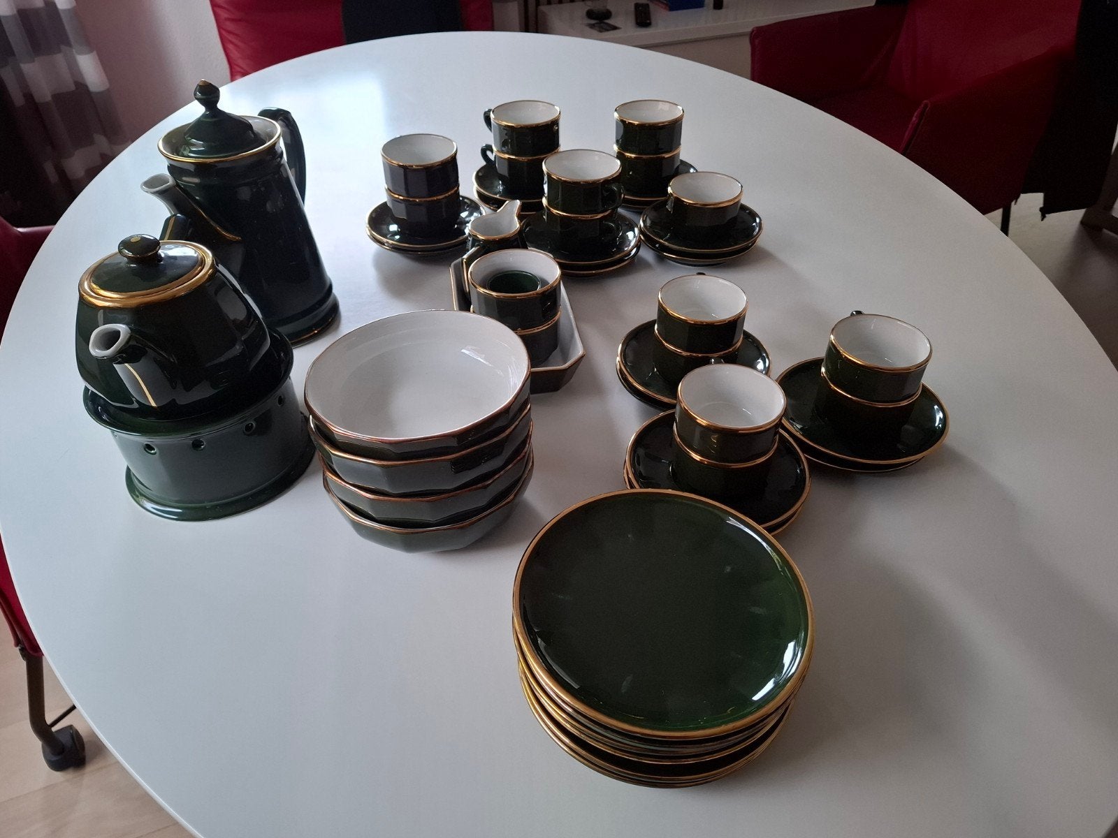 prachtig Apilco porseleinen koffie en theeservies, Antiek en Kunst, Ophalen