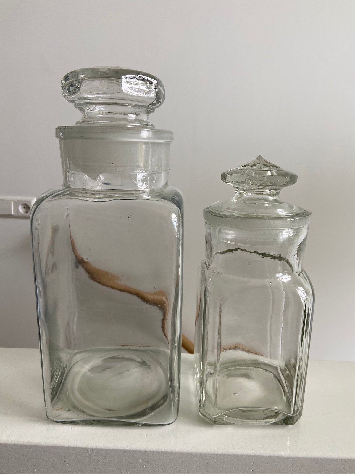 2 oude glazen voorraadpotten met stop gaaf snoeppot, Antiek en Kunst, Ophalen of Verzenden