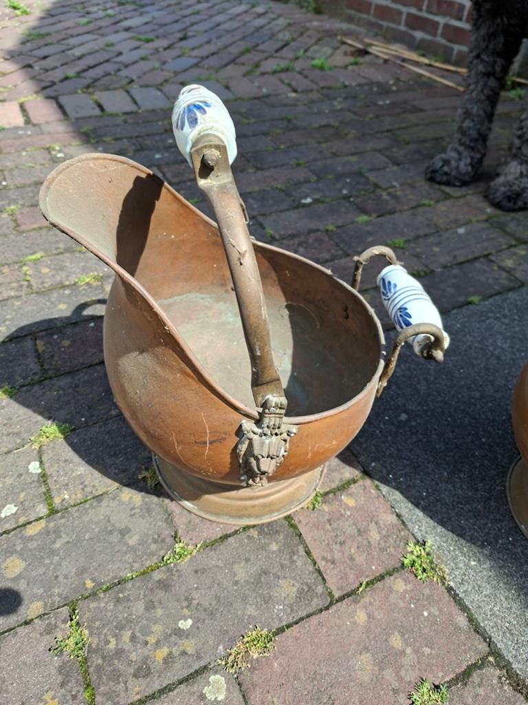 Antieke koleemmertjes met Delfts Blauw Handvat, Antiek en Kunst, Antiek | Koper en Brons, Ophalen of Verzenden, Koper