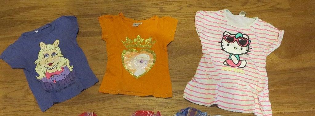 3 shirts hello kitty, royal beauty, miss piggy maat 104, Ophalen of Verzenden, Gebruikt, Meisje, Shirt of Longsleeve